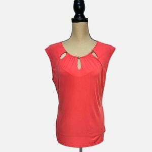Mandy Evans Coral Sleeveless Cutout  Scoop Neckline e Women's Top size M